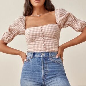 REFORMATION new pink gingham blouse!